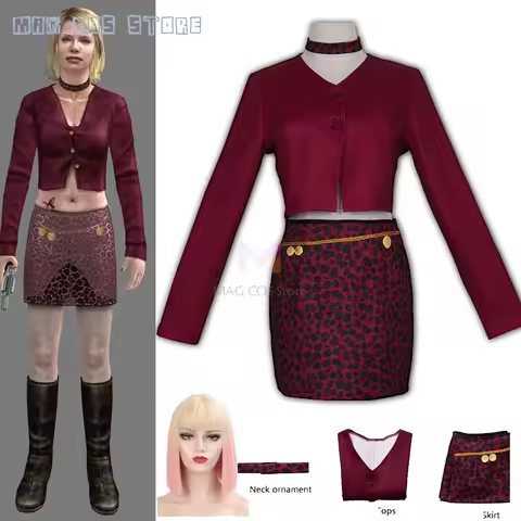 Halloween Costume Maria Cosplay Red Uniforms Silent cos Hill 2 Game Born from a Wish Costume Anime C
