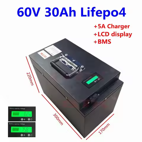 GTK LiFepo4 60V 30Ah 25Ah lithium battery pack with BMS LCD displayer for 60V 1.5KW 2KW 3KW two thre