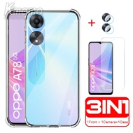 3 in 1 Clear Tempered Glass OPPO A95 A74 4G A54 A94 5G A52 A72 A92 A5 A9 2020 A5s A12 A3s A12e Trans