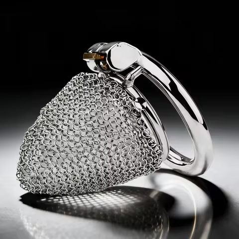 Stainless Steel Mesh Chastity Cage, Breathable Lockable Chastity Device, Comfortable Male Accessory