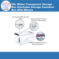 65L Widea Transparent Storage Box Stackable Storage Container Box With Wheels X-6326