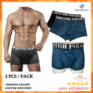 British Polo 2pcs Men Boxer Trunk Smooth Comfort Underwear With Printing Design Spender Lelaki