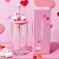★Ins Starbucks Cup Starbucks Gradient Triangle Glass High-value Glass Water Cup Starbucks Coffee Cup