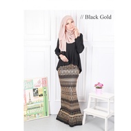 Elegant Songket Print Kebaya (Black/Gold)