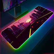 Digital Art City RGB Gaming Mouse Pad(3 Designs),Neon City RGB Desk Pad, Vaporwave Gaming Desk Mat,Retrowave Desk