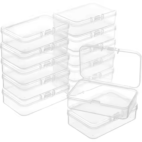 12 Packs Rectangle PP Plastic Container Box 3x2x0.8inch Bead Storage Organizer Box Dustproof Case wi