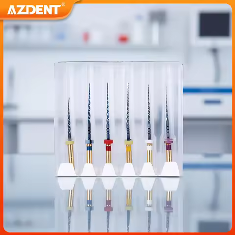 6Pcs/Box AZDENT Dental Heat Activated Root Canal Files Endodontic Engine Use File NiTi Super Rotary 