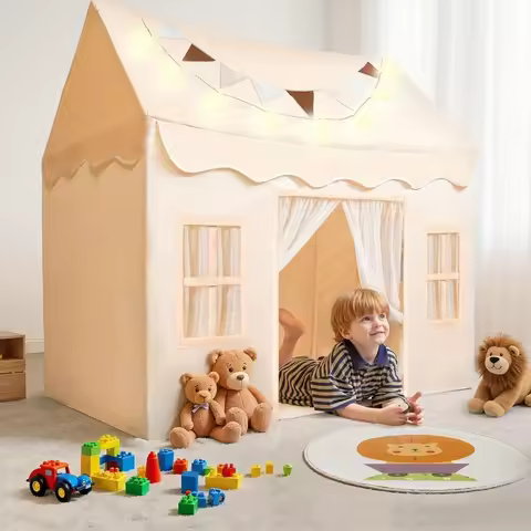 JOYFY Kids Play Tent Indoor Outdoor 51*35*52 Inch Tent with Blanket LED Light for Toddler Playhouse 