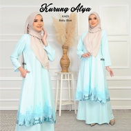 Kurung Alya - Baju Kurung Printed Crepe Baby Blue Grey Kelabu Pink Kuning Cream by Rafanda Nur
