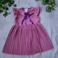 Dresses For Girls 1 2 Years Old Pleated Skirts For Girls Maroon lime pink (Azumi's Invitation dress)