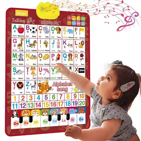 ABC Learning for Toddlers Learning Toys En/Spanish Electronic Interactive Wall Chart with Musical Al