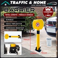 Lockable Parking Barrier Pole With NO Parking Board Car Parking Bollard Pole 70cm Steel Column Post 