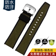 สายนาฬิกาผ้าไนลอนสำหรับผู้ชาย สายยางสำหรับนาฬิกา Seiko Tissot Hamilton สายนาฬิกาหนังสีเทาอ่อน สายนาฬ