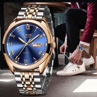 LIGE Fashion Watch Men Full Stainless Steel Waterproof Sport Analog Quartz Wristwatch