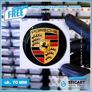 PORSCHE EMBLEM RAISED MOTORCYCLE STICKER 70 MM FLEXIBLE 3D EMBLEM
