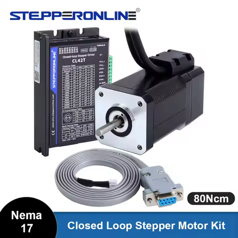 STEPPERONLINE Nema 17 Closed Loop Stepper Motor Kit 0.8Nm Nema17 Stepper Motor and Servo Driver CNC 