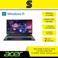 ACER NITRO 16 R47N - Gaming Laptop (16"/Ryzen 7 7840HS/16GB DDR5/512GB/NVIDIA RTX4050/Win11/2Y Warra