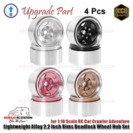 Upgrade Part Lightweight Alloy 2.2 Inch Rims Beadlock Wheel Hub Set for 1:10 1:8 Scale RC Car Crawle