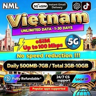 🇻🇳NML Vietnam eSIM 5G 3-30 Days Daily500MB-10GB High-Speed Unlimited Data eSIM Vietnam | Best Value 