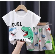 Boys' Suit Dinosaur Children's Clothes Versus Shark Short Sleeve Shark/ CHILDREN'S DINOSAUR CLOTHES 