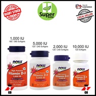 ［READY STOCK］Now Foods Supplements Vitamin D3 ,2000 IU/5000IU. High Potency Structural Support  120/240 Softgels