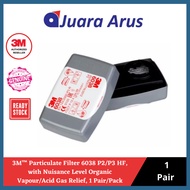 3M Particulate Filter 6038 P2/P3 HF, with Nuisance Level Organic Vapour/Acid Gas Relief, 1 Pair/Pack