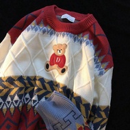 M-4XL เสื้อกันหนาว เสื้อแขนยาว เสื้อไหมพรม เสื้อไหมพรมแขนยาว เสื้อแขนยาวไหมพรม เสื้อถักคู่รักใส่หลวม
