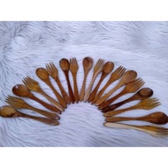 THICK SPOON AND FORK/ TEAK SPOON AND FORK/ SOUVERNIR SPOON AND FORK THICK SPOON AND FORK