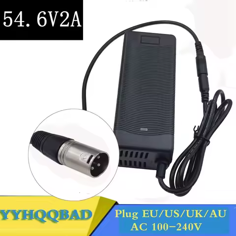 54.6V 2A charger for 48V lithium Li-ion battery pack connector with XLRM 3pin