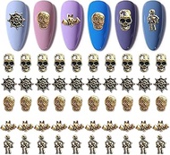 WOKOTO 60pcs Halloween Nail Jewels And Charms For Nail Art 3D Jewelrys, Halloween Nail Charms For Ac