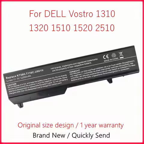 Laptop Battery For DELL Vostro 1310 1320 1510 1520 2510 K738H N950C T112C T114C T116C U661H