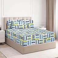 BSB HOME Premium Cotton All Round Elastic Fitted Bedsheets with 2 Pillow Covers | Double Bed with Lo