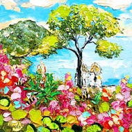 拉維羅阿馬爾菲義大利繪畫索倫托原創藝術 8x8 海岸厚塗藝術