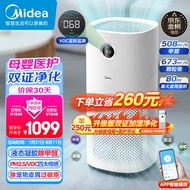 美的（Midea）医用母婴空气净化器除甲醛异味吸烟宠物猫毛过敏源空气消毒机滤芯新风机含甲醛检测KJ600G-RX600