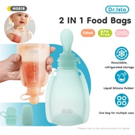 Dr.Isla Silicone Reusable Breast Milk Storage Bottle Bag Baby Foods Bag Suitable for Freezing 120ml 