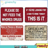 4Pcs Vintage Funny Sign Metal Tin Sign 2D Metal Wall Art Poster Decor 30x20cm