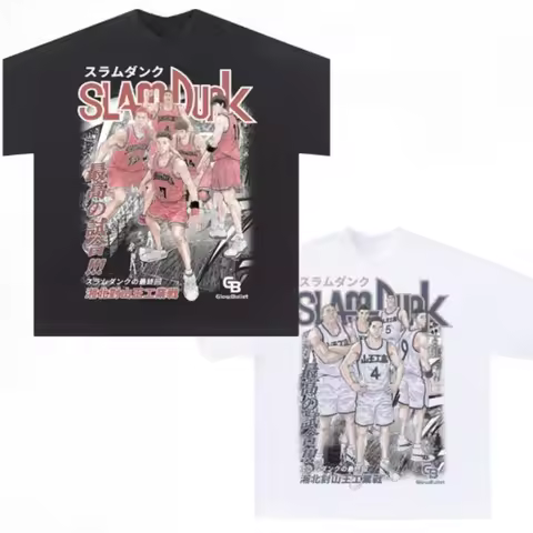 2025 Slam Dunk Xiangbei Shan King Japanese Printed Short-sleeved American Casual T-shirt High Qualit