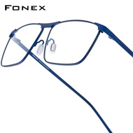 FONEX Pure Titanium Glasses Men Brand Design Square Eyeglasses Business Full-Rim Japanese High-Quali