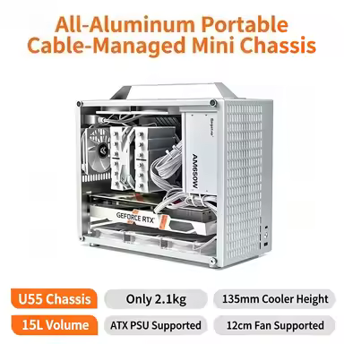A4‑Size Hand‑held Portable Mini ITX PC Case, Support SFX Power Supply Compact SFF Desktop Computer H