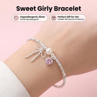 Plated Bowknot Pearl Bracelet Dainty CZ Heart Stackable Bangle for Women Daily Wear Gift 0.00 Sen