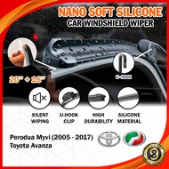 Perodua Myvi 2005 - 2017 Toyota Avanza Nano Soft Silicone Car Windshield Wiper 16'' + 20'' Automotiv