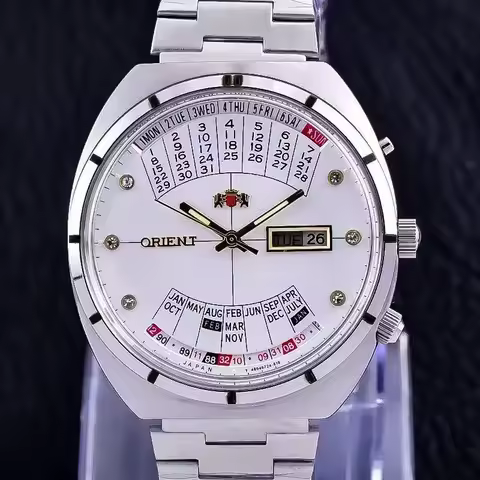 DFDG Orient automatic mechanical unisex watch with rotating large dial, fully functional stainless s
