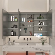QM🌹TIKISSStainless Steel Smart Bathroom Mirror Cabinet Mirror Box with Light Wall-Mounted Bathroom Mirror Cabinet Storag