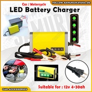 Car Motorcycle E-bike DC12V 2A-3A LED Battery Charger Smart Power Charger Starter 4-30AH Pengecas Ba