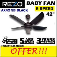 Rezo 42 inch baby fan ax42 5 speed remote control ceiling fan 5 abs blades
