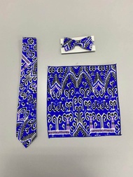 Men Batik Malaysia Neck Tie Bow Tie Pocket Square with Box Set Set Tali Leher Bow Tie Sarung Saku Ba