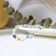 熱帶島嶼上的長尾船 | A52海藍寶天河石白水晶手鍊