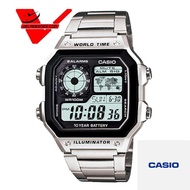 นาฬิกา  Casio (ประกัน CMG ศูนย์เซ็นทรัล 1 ปี) นาฬิกาข้อมือสุภาพบุรุษ สายแสตนเลส รุ่น AE-1200WHD-1AVDF , AE-1200WHD , AE-1200WHD-1A Veladeedee