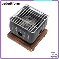LUCKY Japanese Charcoal Grill, Cast Metal Black Hibachi Grill, Professional Non Stick Wooden Tray He