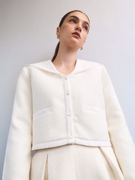 Pomelo. x Janesuda แจ็คเก็ตทวีตคอปกลูกไม้ / Pomelo. x Janesuda Floral Lace Collar Tweed Jacket